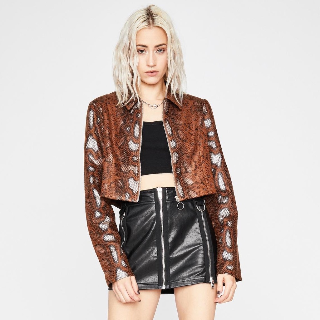Brown Python Cropped Jacket
